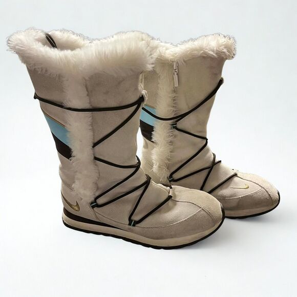 Vintage Nike Winter Boots Women 10 Y2K Fur Lined Suede Snow Boot 311959-172 - Picture 2 of 8